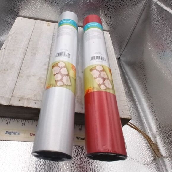 2 Cricut Premium Shimmer Vinyl Rolls Red & Silver Permanent 12"x48" New - Picture 2 of 2